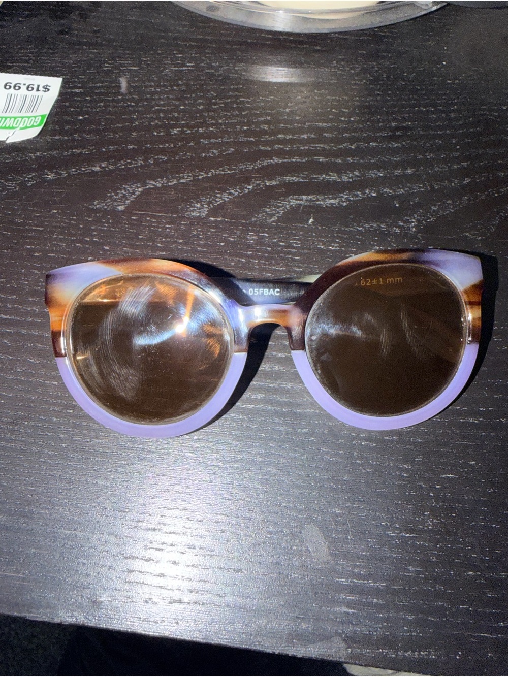 Light purple cat eye sunglasses